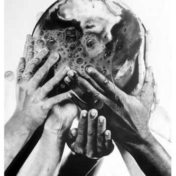 Рисунок под названием "SALVAR EL MUNDO pri…" - Dr Slam Stone, Подлинное произведение искусства, Древесный уголь