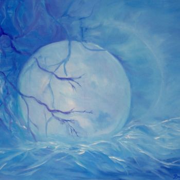 Painting titled "CLAIR DE LUNE" by Bosyni, Original Artwork, Acrylic Mounted on Wood Stretcher frame