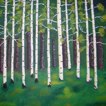 Painting titled "Birches near the Gr…" by Howard Wilemon, Original Artwork