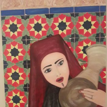 Painting titled "Au féminin" by Kaoutar Bou, Original Artwork, Acrylic