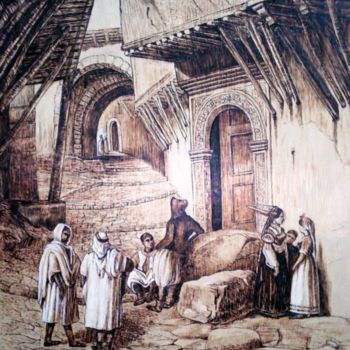 Gravures & estampes intitulée "Casbah d'Alger (pyr…" par Ahmed Bouachari, Œuvre d'art originale, Gravure