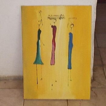 Peinture intitulée "le retour des charg…" par Boubacar Sow, Œuvre d'art originale