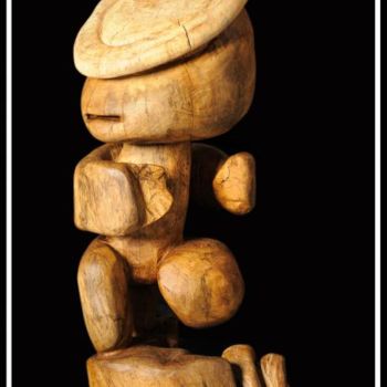 Sculpture titled "Gwadamine" by Alex Boucaud, Original Artwork, Wood