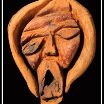 Sculptuur getiteld "Mask'" door Alex Boucaud, Origineel Kunstwerk, Hout
