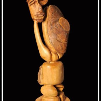 Sculpture titled "JUSTE" by Alex Boucaud, Original Artwork, Wood