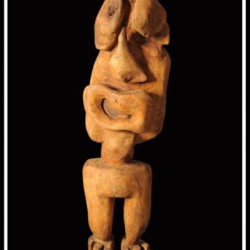 Sculpture titled "Lapoule" by Alex Boucaud, Original Artwork, Wood