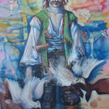 Painting titled "zorba" by Mustapha Boucenna, Original Artwork, Oil