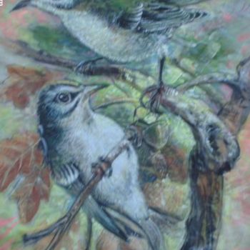 Картина под названием "birds 2" - Mustapha Boucenna, Подлинное произведение искусства, Масло