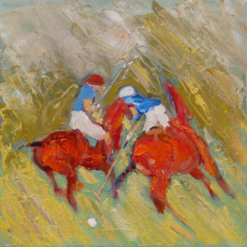 Peinture intitulée "Polo 30x30" par Patrick Bouchaud, Œuvre d'art originale, Huile