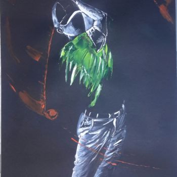 Peinture intitulée "golfeur dans la nuit" par Alain Boudard, Œuvre d'art originale, Acrylique Monté sur Panneau de bois