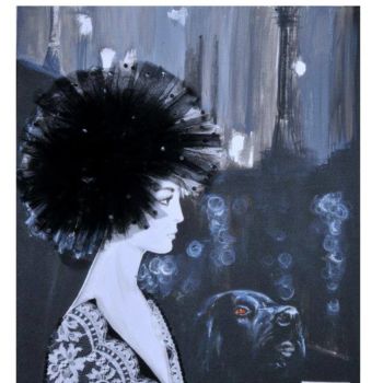 Pintura titulada "Une nuit a paris" por Mademoiselle Miroir, Obra de arte original