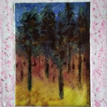 Peinture intitulée "La forêt ensorcelée" par Greensleeves, Œuvre d'art originale, Acrylique Monté sur Carton