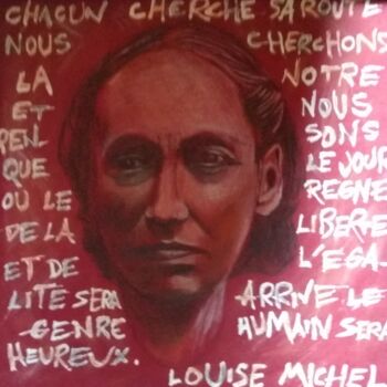 Peinture intitulée "Louise Michel" par Greensleeves, Œuvre d'art originale, Conté Monté sur Carton