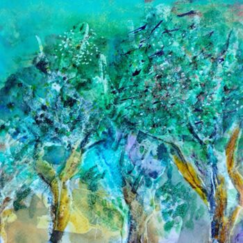 Painting titled "Forêt magique" by Greensleeves, Original Artwork, Acrylic