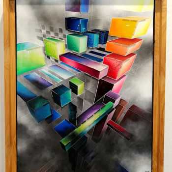 Painting titled "Vertige" by Gretel Bouquet, Original Artwork, Acrylic Mounted on Wood Stretcher frame