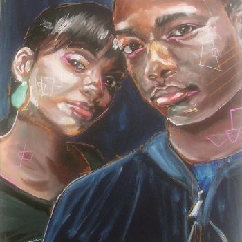 Peinture intitulée "couple" par Julien Bourbon, Œuvre d'art originale