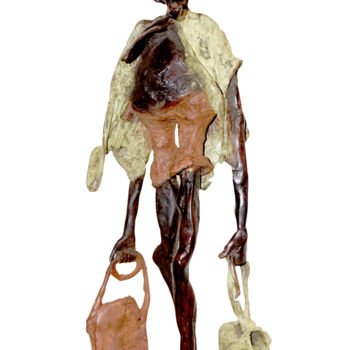 Sculpture titled "Le lapin marcheur" by Boureima Ouedraogo, Original Artwork, Bronze