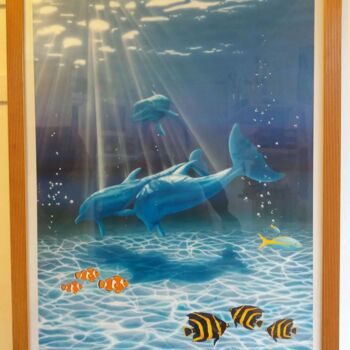 Pintura titulada "Lumieres Aquatique" por Jean-Claude Bourras, Obra de arte original, Aerógrafo Montado en Plexiglás