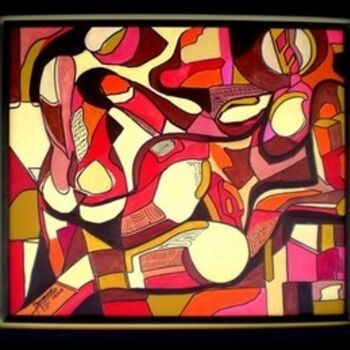 Painting titled "Flamme" by Boussoussa, Original Artwork, Oil