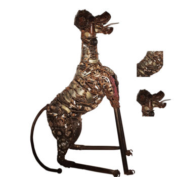 Sculpture titled "Dog siting" by Boutaour Ismael, Original Artwork, Metals