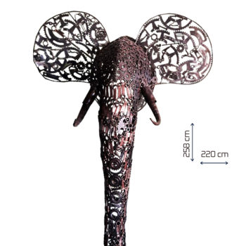 Sculpture titled "Gonareyzou  Elephant" by Boutaour Ismael, Original Artwork, Metals