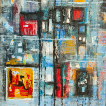 Painting titled "Construction43" by Martine Boutet, Original Artwork, Acrylic