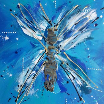 Painting titled "Abstract blue butte…" by Bouviermarts, Original Artwork, Acrylic