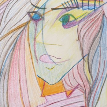 Peinture intitulée "Face with full of f…" par Maryab, Œuvre d'art originale, Crayon