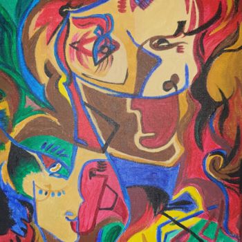 Картина под названием "Multi face modern c…" - Maryab, Подлинное произведение искусства, Акрил