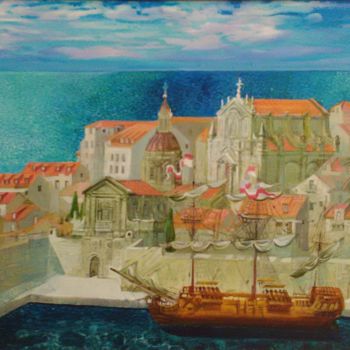 Malarstwo zatytułowany „Dubrovnik” autorstwa Boyan Yanev, Oryginalna praca, Olej
