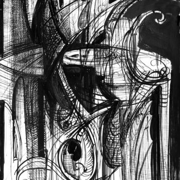 Drawing titled "Divertimento II" by Boyan Yanev, Original Artwork, Ink