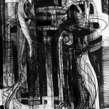 Рисунок под названием "Melodic architecton…" - Boyan Yanev, Подлинное произведение искусства, Чернила