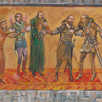 Pintura intitulada "A heated argument" por Boyan Yanev, Obras de arte originais, Acrílico