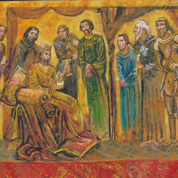 Malerei mit dem Titel "Around  Tsar Peter" von Boyan Yanev, Original-Kunstwerk, Acryl