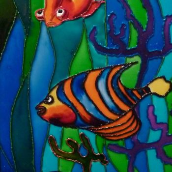 Картина под названием "Дно морское" - Elena Boyarintseva, Подлинное произведение искусства, Витражная роспись