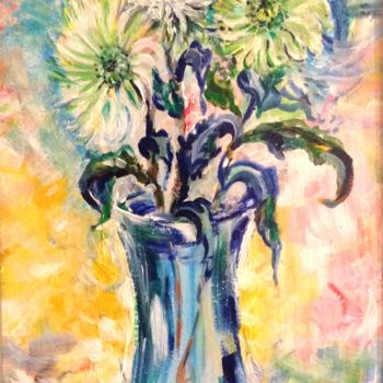 Картина под названием "Хризантемы" - Elena Boyarintseva, Подлинное произведение искусства, Акрил