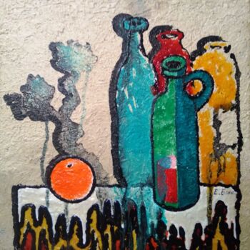 Peinture intitulée "Натюрморт с апельси…" par Elena Boyarintseva, Œuvre d'art originale, Acrylique Monté sur Châssis en bois