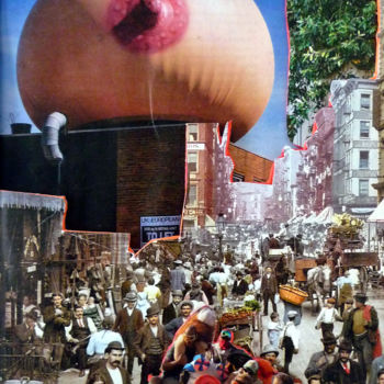 Collages intitolato "Le Téton - New-York" da Boyfred, Opera d'arte originale, Collages
