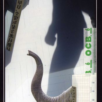Collagen mit dem Titel "Un éléphant ça trom…" von Boyfred, Original-Kunstwerk, Scherenschnitt