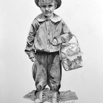 Рисунок под названием "Детство Босоногое" - Boytsov, Подлинное произведение искусства, Карандаш
