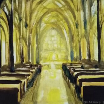 Peinture intitulée "eglise" par Bozena  D G, Œuvre d'art originale, Huile