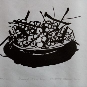 Obrazy i ryciny zatytułowany „WINOGRONA” autorstwa Bozena  D G, Oryginalna praca, Linoryty