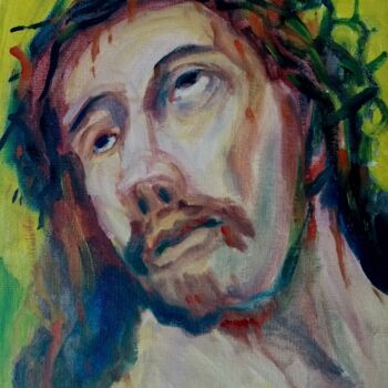 Peinture intitulée "JESUS PORTE LA COUR…" par Bozena  D G, Œuvre d'art originale, Huile