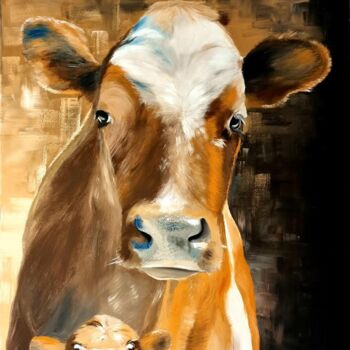 Malarstwo zatytułowany „krowy” autorstwa Bożena Sieczyńska, Oryginalna praca, Akryl Zamontowany na Drewniana rama noszy