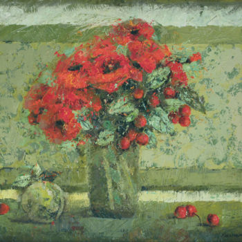 Schilderij getiteld "Маки" door Liudmila Kalmykova, Origineel Kunstwerk, Olie