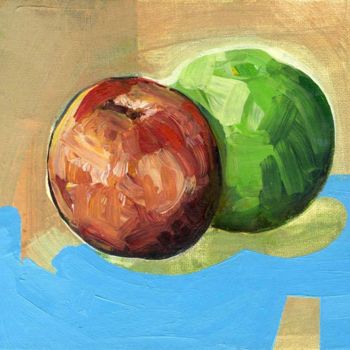 Peinture intitulée "Pommes X2" par Richard Brachais, Œuvre d'art originale, Huile