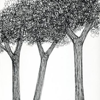 Tekening getiteld "D28-série des arbres" door Richard Brachais, Origineel Kunstwerk, Anders