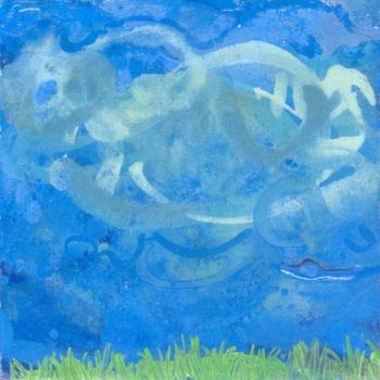 Painting titled "nuages bas-4/5" by Richard Brachais, Original Artwork, Oil