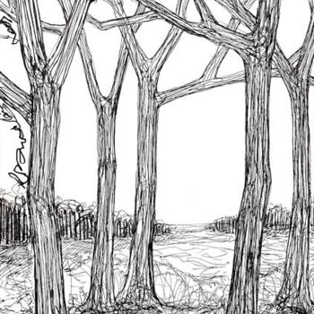 Zeichnungen mit dem Titel "D42-série des arbres" von Richard Brachais, Original-Kunstwerk, Andere