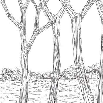 Dibujo titulada "D46-série des arbres" por Richard Brachais, Obra de arte original, Otro